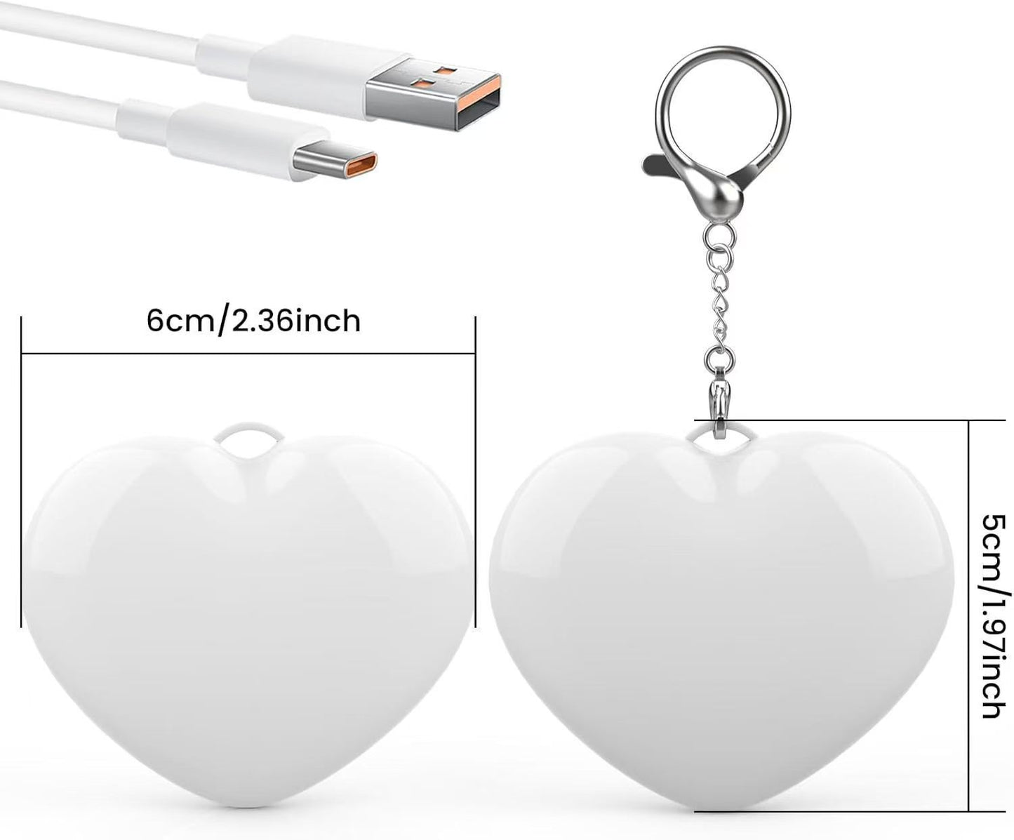 Heart-shaped LED lighted 3-color touch heart keychain. Find what you're looking for in your bag.