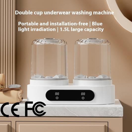 Double Bucket Mini Washing Machine – Portable Underwear & Baby Clothes Cleaner, Compact Travel Laundry Appliance ✅