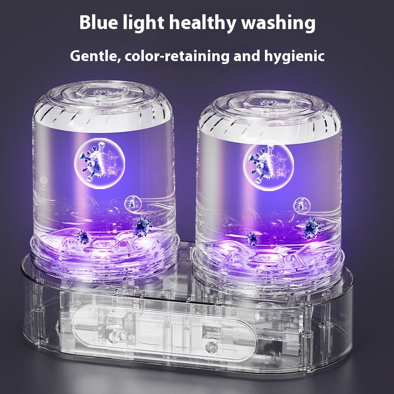 Double Bucket Mini Washing Machine – Portable Underwear & Baby Clothes Cleaner, Compact Travel Laundry Appliance ✅