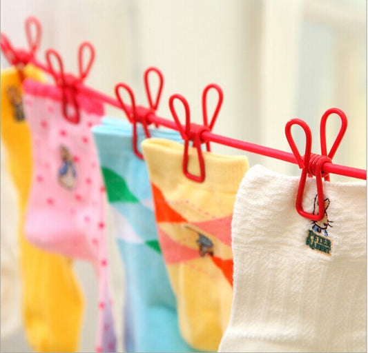 Portable Elastic Travel Clothesline with 12 Clips – Outdoor & Indoor Laundry Rope for Camping, Balcony, or Travel ✅