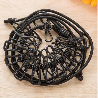 Portable Elastic Travel Clothesline with 12 Clips – Outdoor & Indoor Laundry Rope for Camping, Balcony, or Travel ✅
