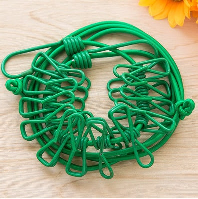 Portable Elastic Travel Clothesline with 12 Clips – Outdoor & Indoor Laundry Rope for Camping, Balcony, or Travel ✅