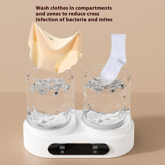 Double Bucket Mini Washing Machine – Portable Underwear & Baby Clothes Cleaner, Compact Travel Laundry Appliance ✅