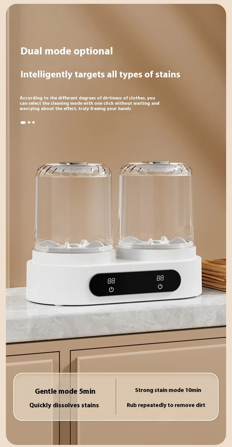 Double Bucket Mini Washing Machine – Portable Underwear & Baby Clothes Cleaner, Compact Travel Laundry Appliance ✅