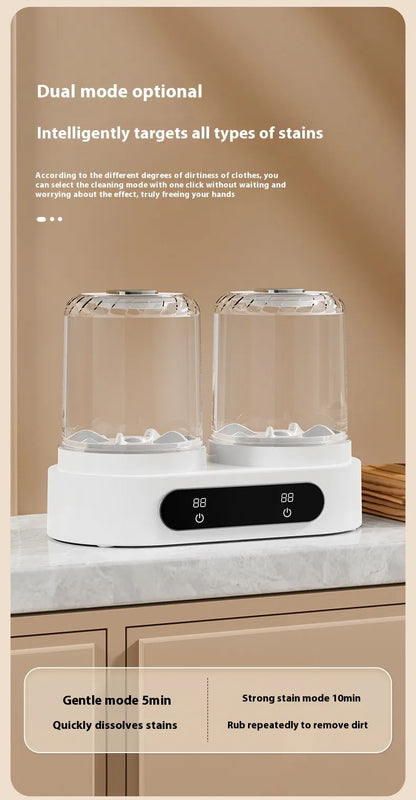 Double Bucket Mini Washing Machine – Portable Underwear & Baby Clothes Cleaner, Compact Travel Laundry Appliance ✅