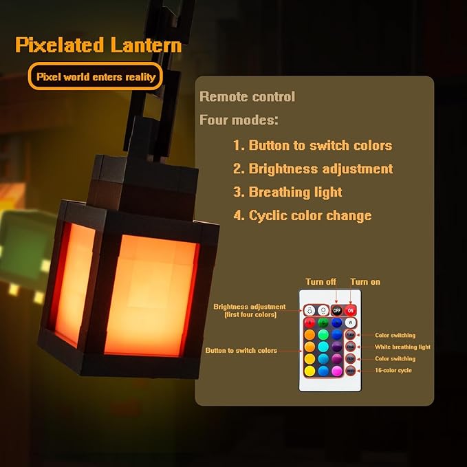 Pixel Art Lamp – RGB 16 Colors, Remote Control, USB