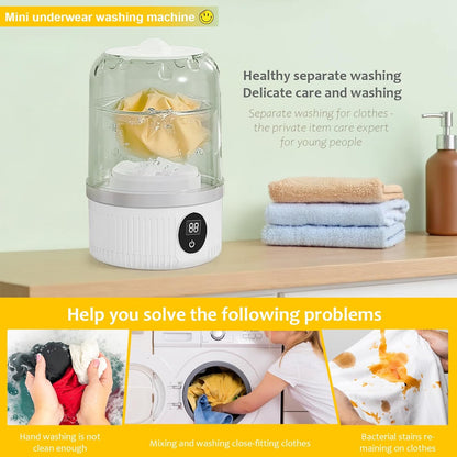 Mini Ultrasonic Wireless Washer – Portable, Hygienic Cleaning for Baby Clothes, Underwear & Travel” ✅