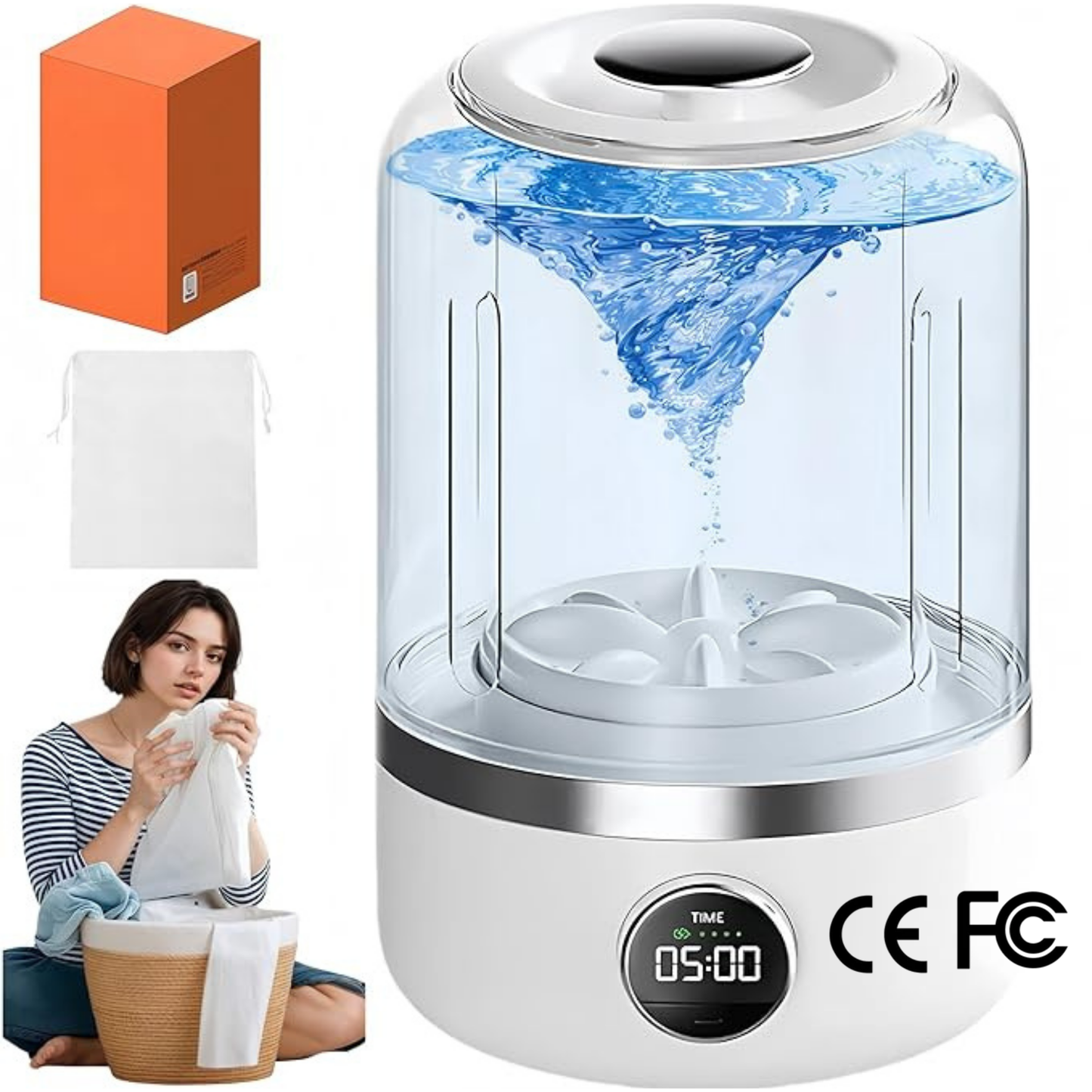 Mini Ultrasonic Washing Machine – Portable, Rechargeable & Compact Washer for Baby Clothes, Underwear & Travel (Premium Version) ✅