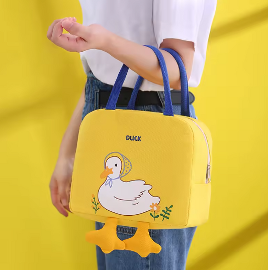 Portable Lightweight Insulated Duck Figured Thermal School and Picnic Bag for Children.