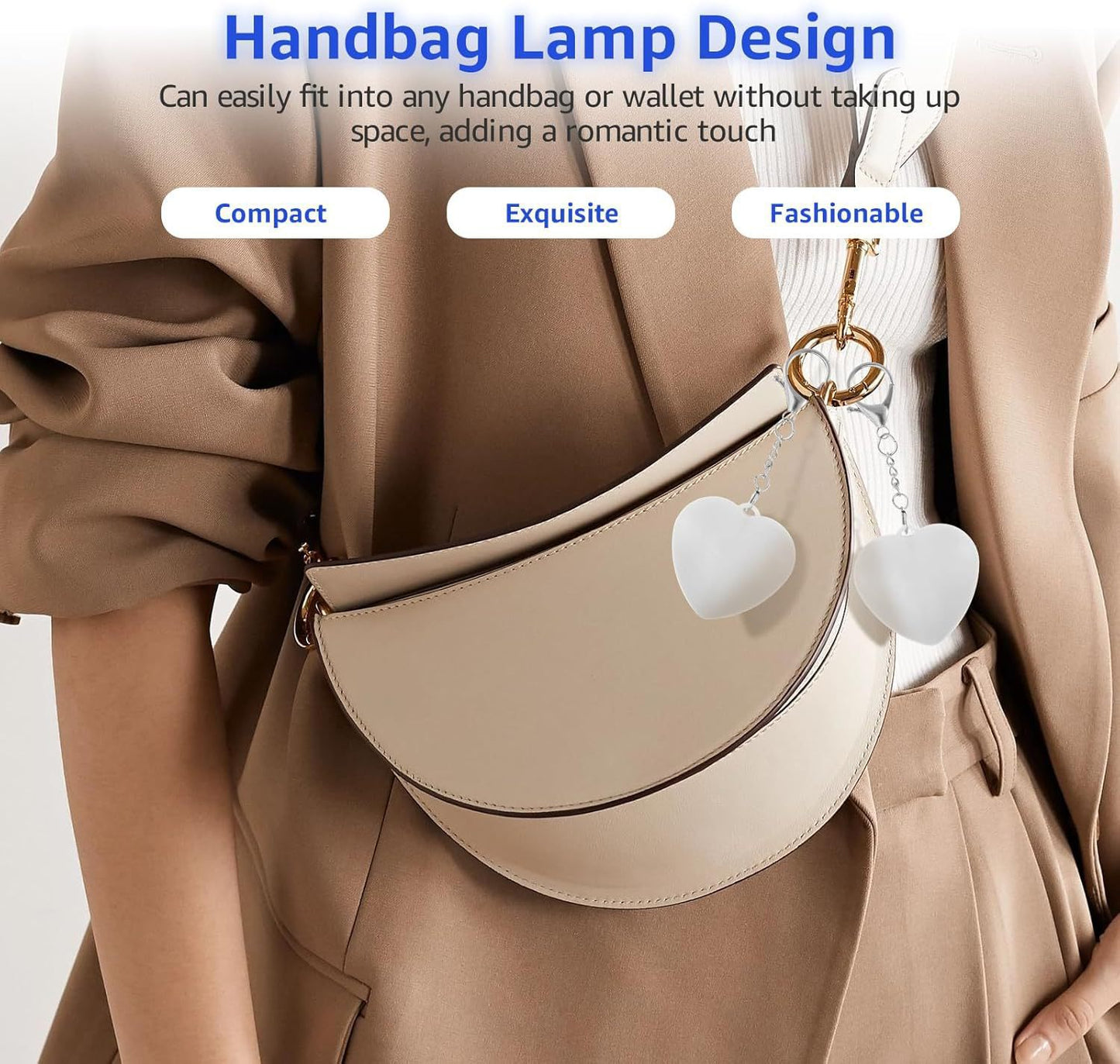 Heart-shaped LED lighted 3-color touch heart keychain. Find what you're looking for in your bag.