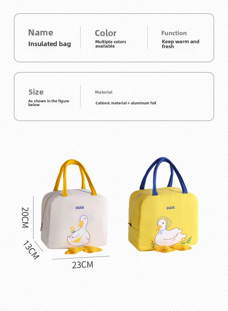 Portable Lightweight Insulated Duck Figured Thermal School and Picnic Bag for Children.