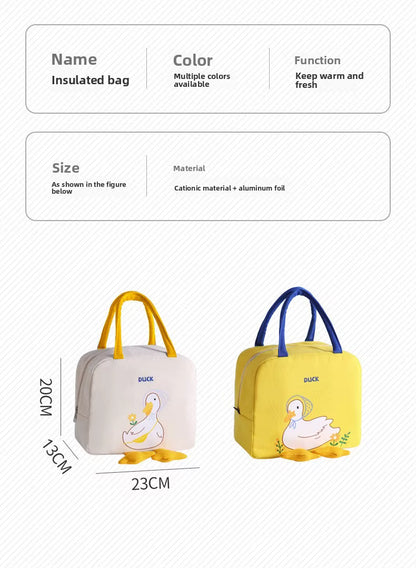 Portable Lightweight Insulated Duck Figured Thermal School and Picnic Bag for Children.