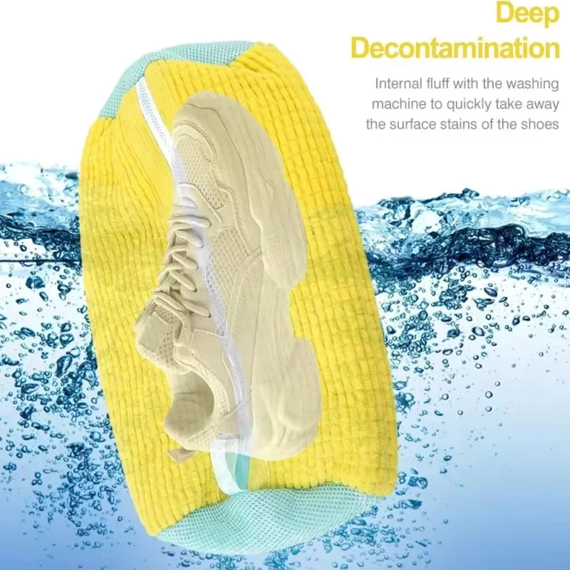 Durable Shoe Washing Bag - Blue Zippered | Protective Laundry Net for Sneakers and Casual Shoes ✅