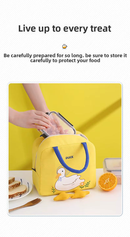 Portable Lightweight Insulated Duck Figured Thermal School and Picnic Bag for Children.