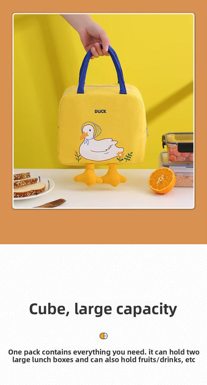 Portable Lightweight Insulated Duck Figured Thermal School and Picnic Bag for Children.